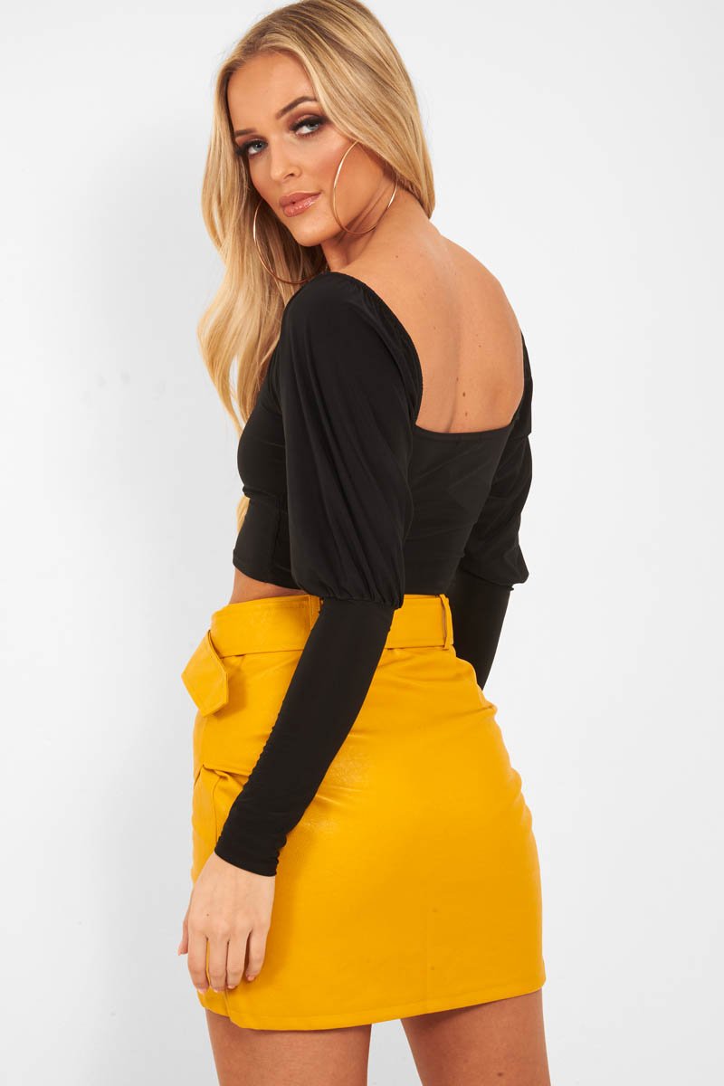 Black Slinky Off Shoulder Crop Top - Danni-Crop Tops