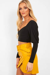 Black Slinky Off Shoulder Crop Top - Danni-Crop Tops