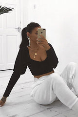 Black Slinky Off Shoulder Crop Top - Danni-Crop Tops