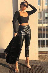 Black Slinky Off Shoulder Crop Top - Danni-Crop Tops
