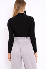 Black Slinky Plunge Front Bodysuit - Connie-Bodysuits