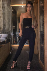 Black Slinky Ruched High Waist Leggings - Dakota-Leggings