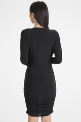 Black Slinky Side Ruched Dress - Avery-Dresses