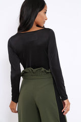 Black Slinky Twist Front Bodysuit - Gretchen-Bodysuits