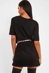 Black Slogan Distressed T-Shirt Dress - Ashlen-Dresses