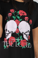 Black Slogan Print Tshirt Dress - Avril-Dresses