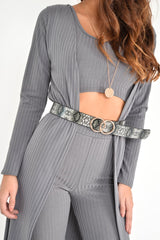 Black Snake Print Circle Buckle Belt - Jaley-Belts