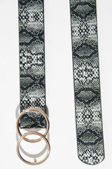 Black Snake Print Circle Buckle Belt - Jaley-Belts