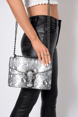 Black Snake Print Cross Body Bag - Tenlee-Bags