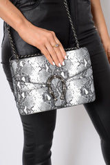 Black Snake Print Cross Body Bag - Tenlee-Bags