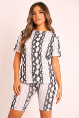 Black Snake T-shirt Cycling Short Set - Alissandra-Co-ords