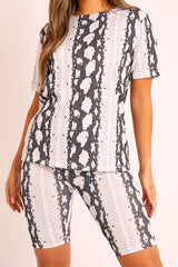 Black Snake T-shirt Cycling Short Set - Alissandra-Co-ords