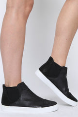 Black Snakeskin Diamante High Top Trainers - Kaia-Trainers