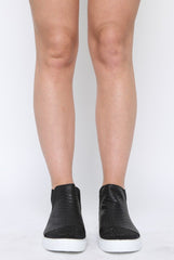 Black Snakeskin Diamante High Top Trainers - Kaia-Trainers