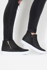 Black Snakeskin Hightop Trainer - Tracey-Tops