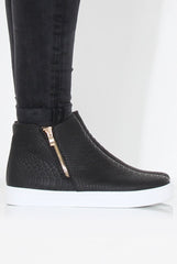 Black Snakeskin Hightop Trainer - Tracey-Tops