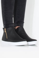 Black Snakeskin Hightop Trainer - Tracey-Tops