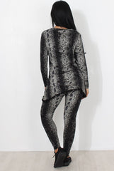 Black Snakeskin Loungewear Set-Claudia-Loungewear