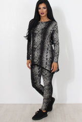 Black Snakeskin Loungewear Set-Claudia-Loungewear