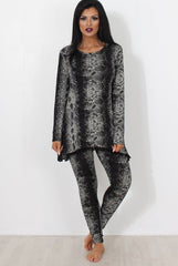 Black Snakeskin Loungewear Set-Claudia-Loungewear