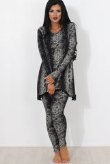 Black Snakeskin Loungewear Set-Claudia-Loungewear