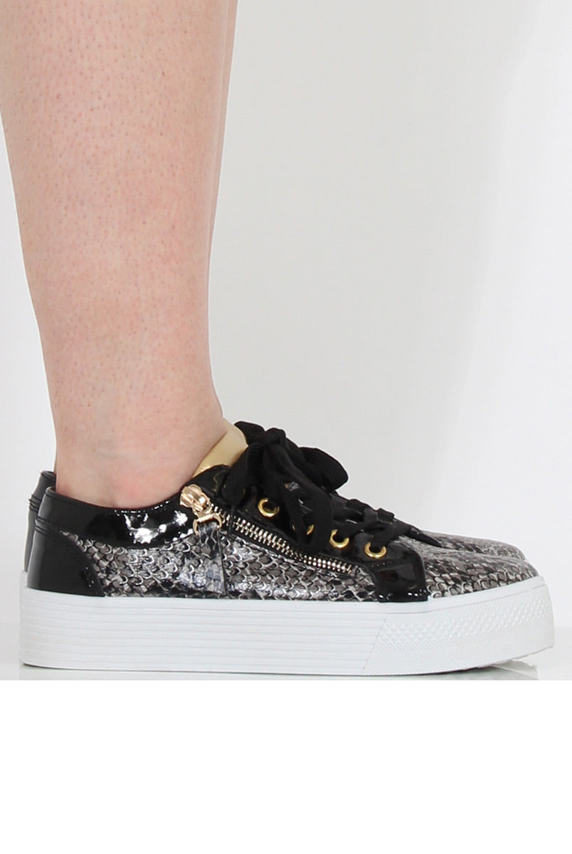 Black Snakeskin Platform Pumps - Samira-Shoes
