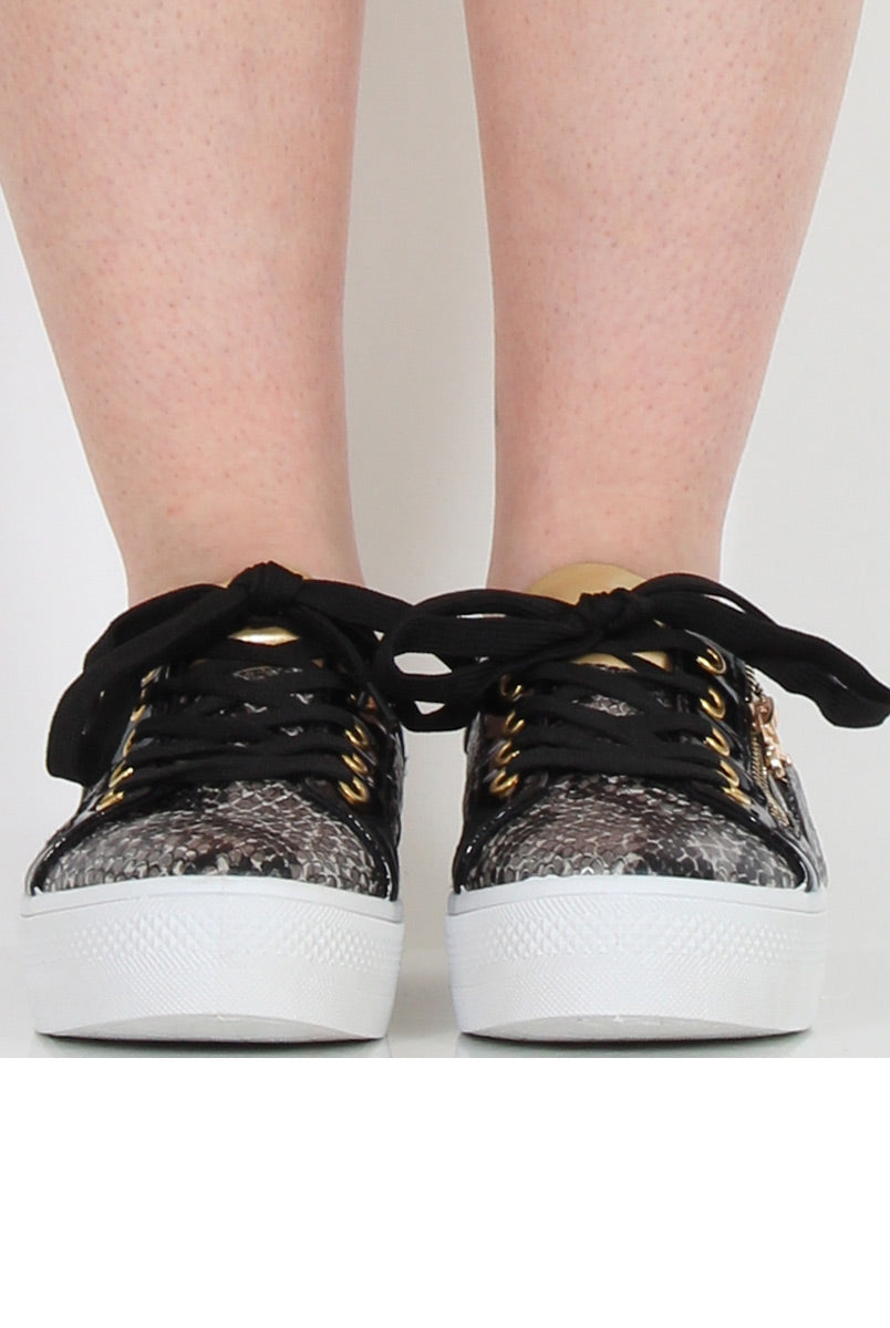 Black Snakeskin Platform Pumps - Samira-Shoes