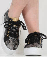 Black Snakeskin Platform Pumps - Samira-Shoes