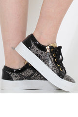 Black Snakeskin Platform Pumps - Samira-Shoes