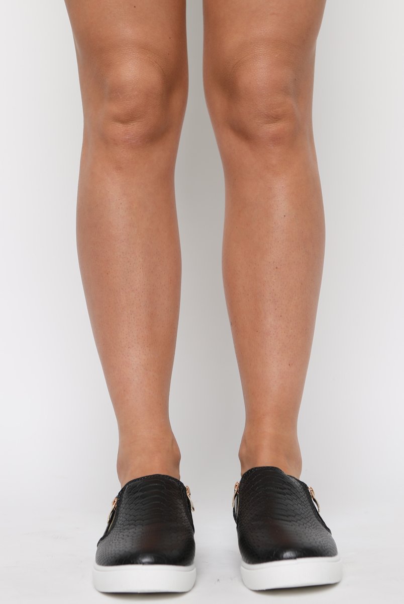 Black Snakeskin Skater Shoes - Chelsea-Shoes