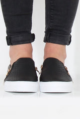 Black Snakeskin Skater - Sophie-Shoes
