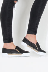 Black Snakeskin Skater - Sophie-Shoes