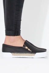 Black Snakeskin Skater - Sophie-Shoes