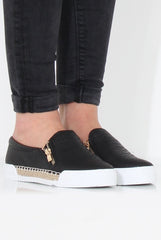 Black Snakeskin Skater - Sophie-Shoes