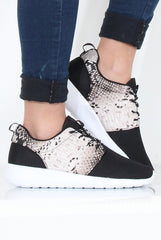 Black Snakeskin Trainers - Candice-Trainers