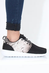Black Snakeskin Trainers - Candice-Trainers