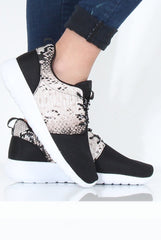 Black Snakeskin Trainers - Candice-Trainers