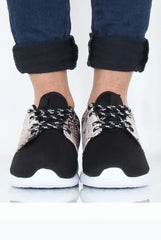 Black Snakeskin Trainers - Candice-Trainers
