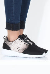 Black Snakeskin Trainers - Candice-Trainers