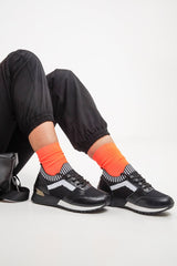 Black Sock Fit Lace Up Trainers - Zinaya-Trainers