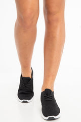 Black Sock Fit Slip On Lace Trainers - Aleya-Trainers