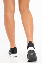 Black Sock Fit Slip On Lace Trainers - Aleya-Trainers