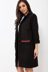 Black Soft Blazer Jacket with Stripe Pocket - Kacey-Jackets