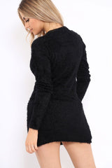 Black Soft Fur Knit Jumper Dress - Beck-Dresses