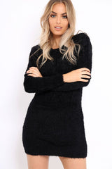 Black Soft Fur Knit Jumper Dress - Beck-Dresses