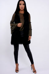 Black Soft Shaggy Gilet - Niamh-Jackets