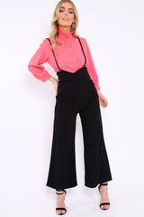 Black Spaghetti Strap Culotte Trousers - Adassa-Trousers