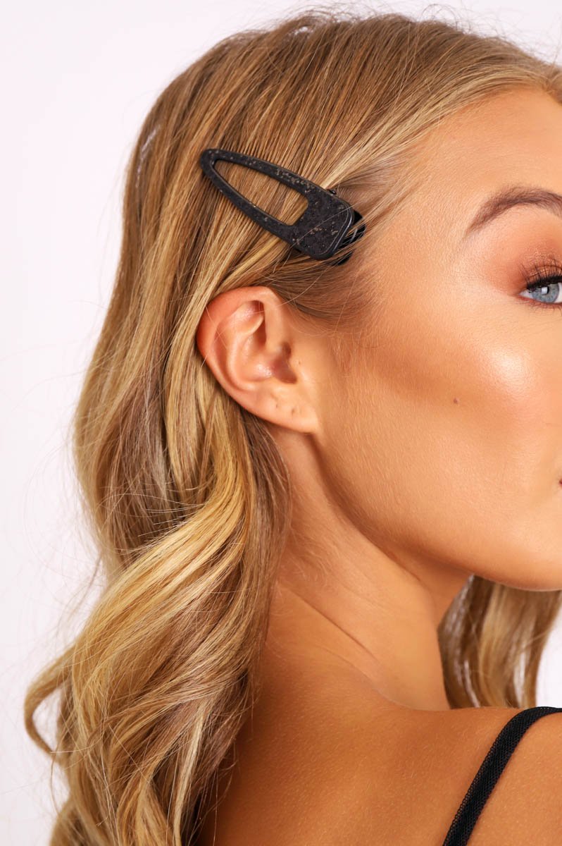 Black Sparkle Chunky Hair Clip - Orla-Hair