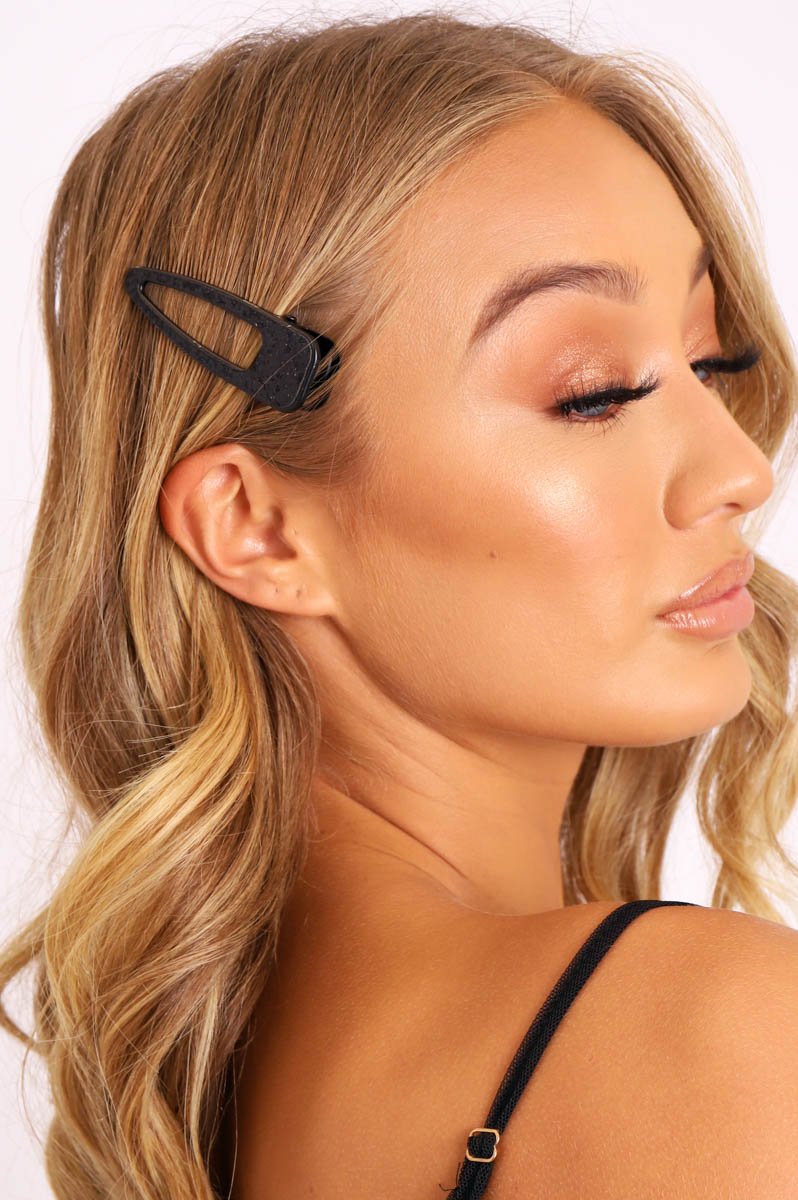 Black Sparkle Chunky Hair Clip - Orla-Hair