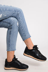 Black Sparkle Cut Out Trainers - Capri-Trainers